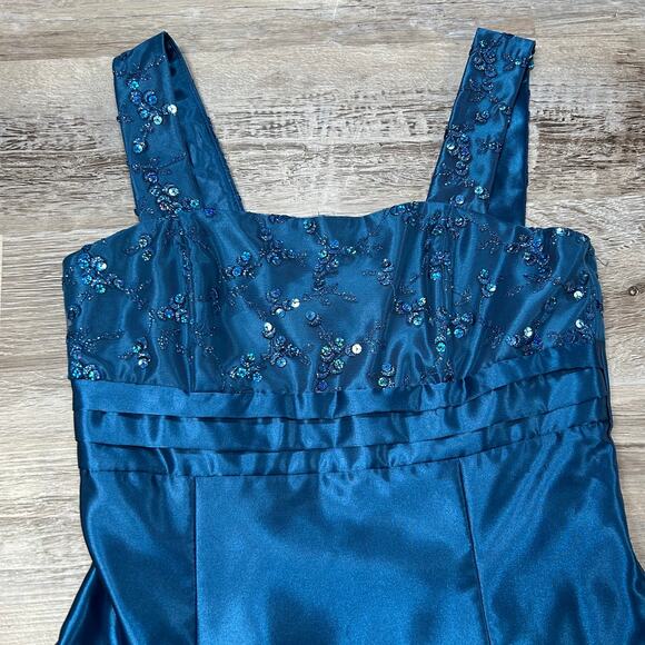 Jessica McClintock Gunne Sax Blue Satin Tulle Party Dress Size 9 - Picture 2 of 12